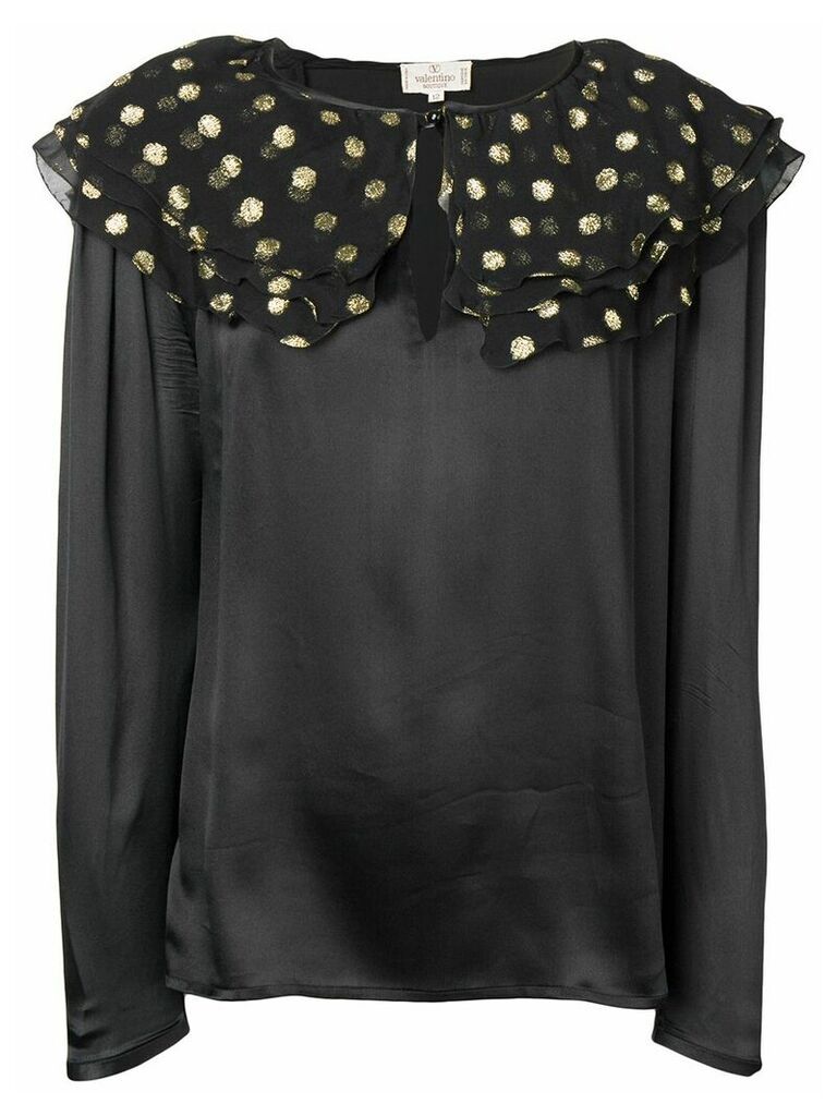 Valentino Pre-Owned 1990's ruffled detail satin blouse - Black