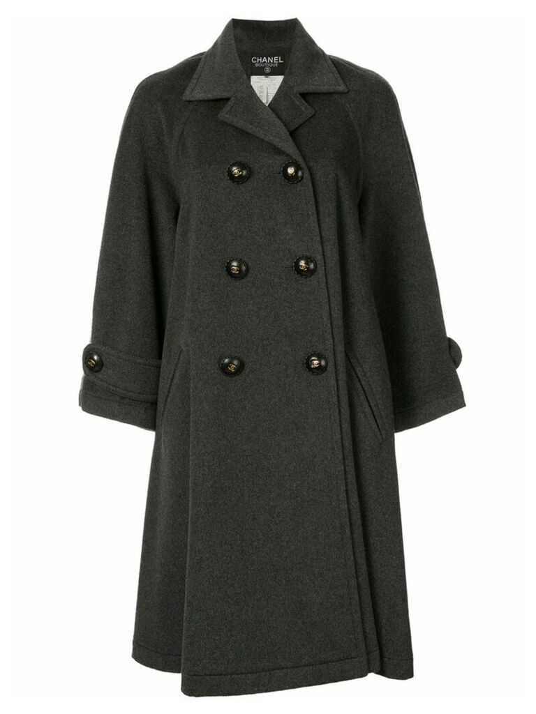Chanel Pre-Owned long sleeve coat jacket - Grey