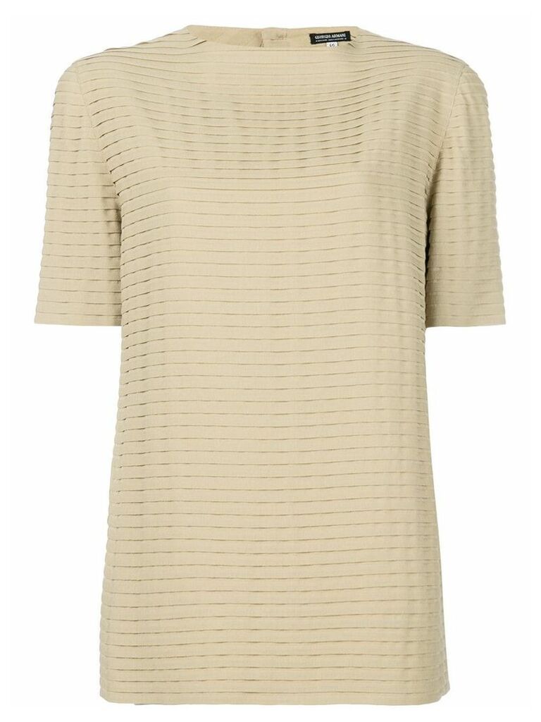 Giorgio Armani Pre-Owned pleated shortsleeved blouse - NEUTRALS