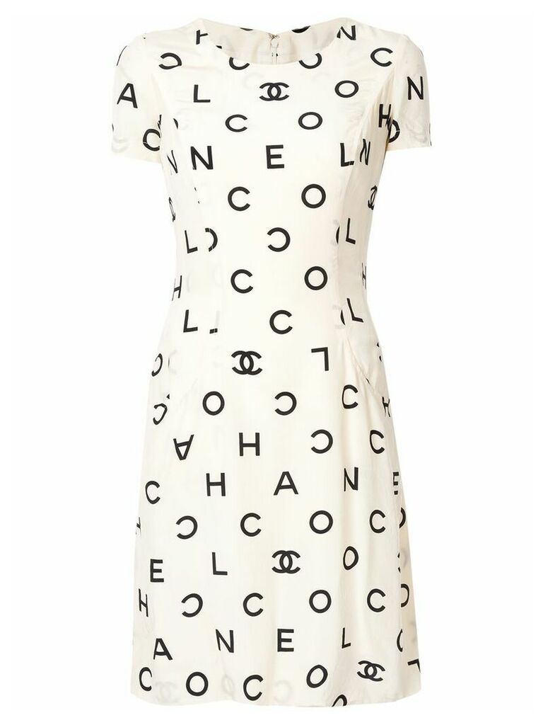 Chanel Pre-Owned logo print dress - White