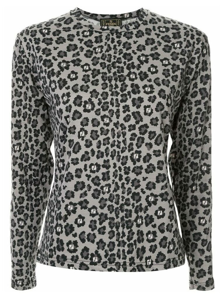 Fendi Pre-Owned leopard monogram longsleeved T-shirt - Black