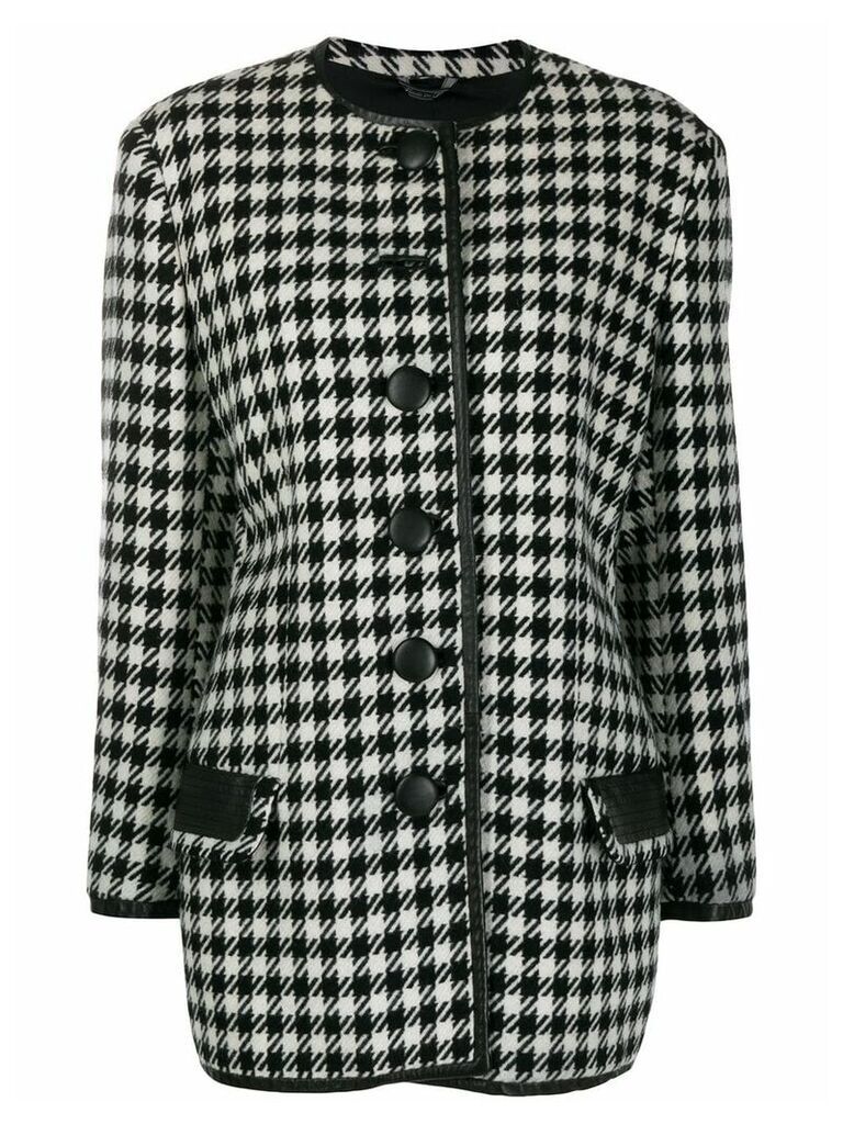 Versace Pre-Owned 1980's houndstooth collarless coat - Black