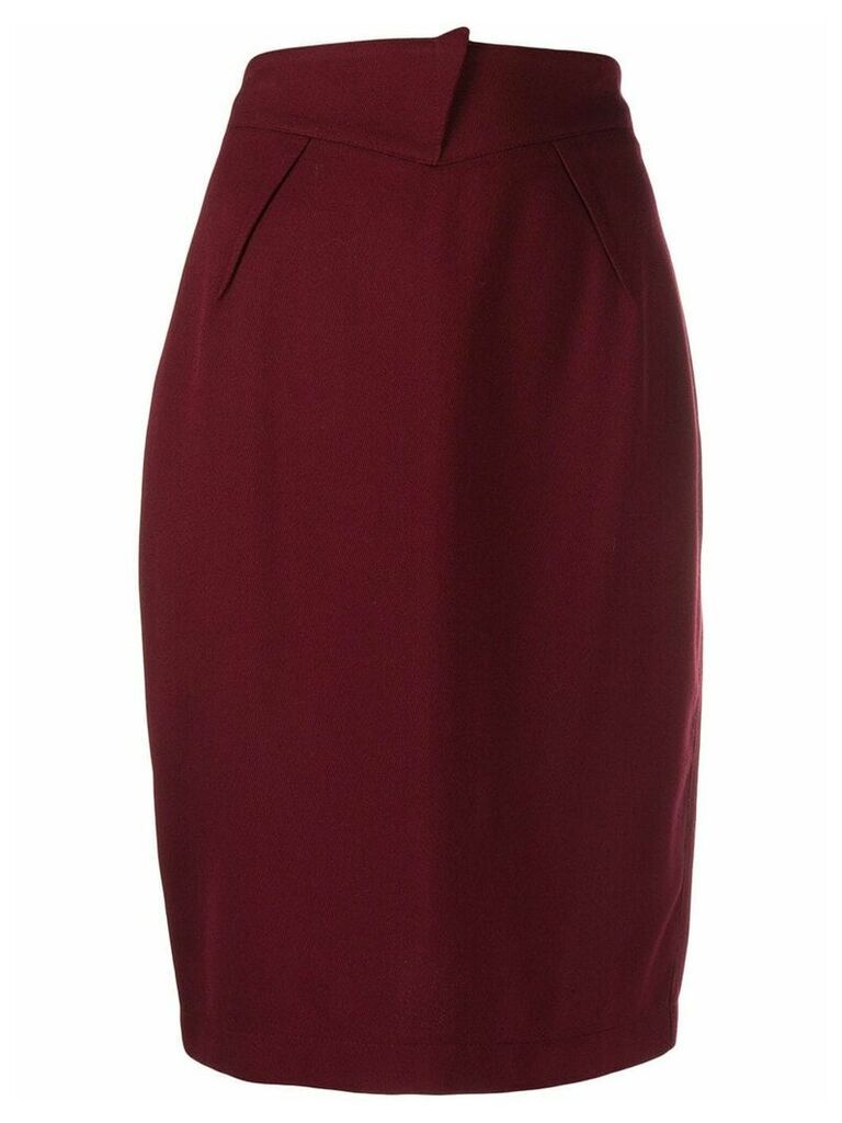Thierry Mugler Pre-Owned 1980's flap detail pencil skirt - Red