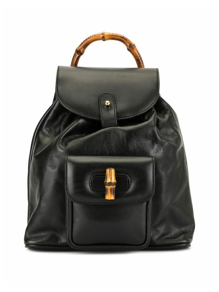 Gucci Pre-Owned Bamboo Line Backpack Hand Bag - Black