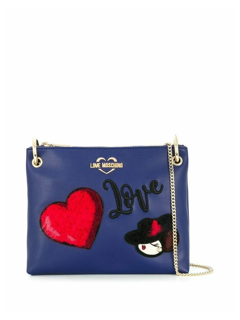 Love Moschino logo patch shoulder bag - Blue