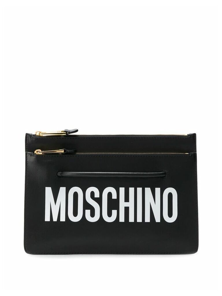 Moschino logo clutch bag - Black