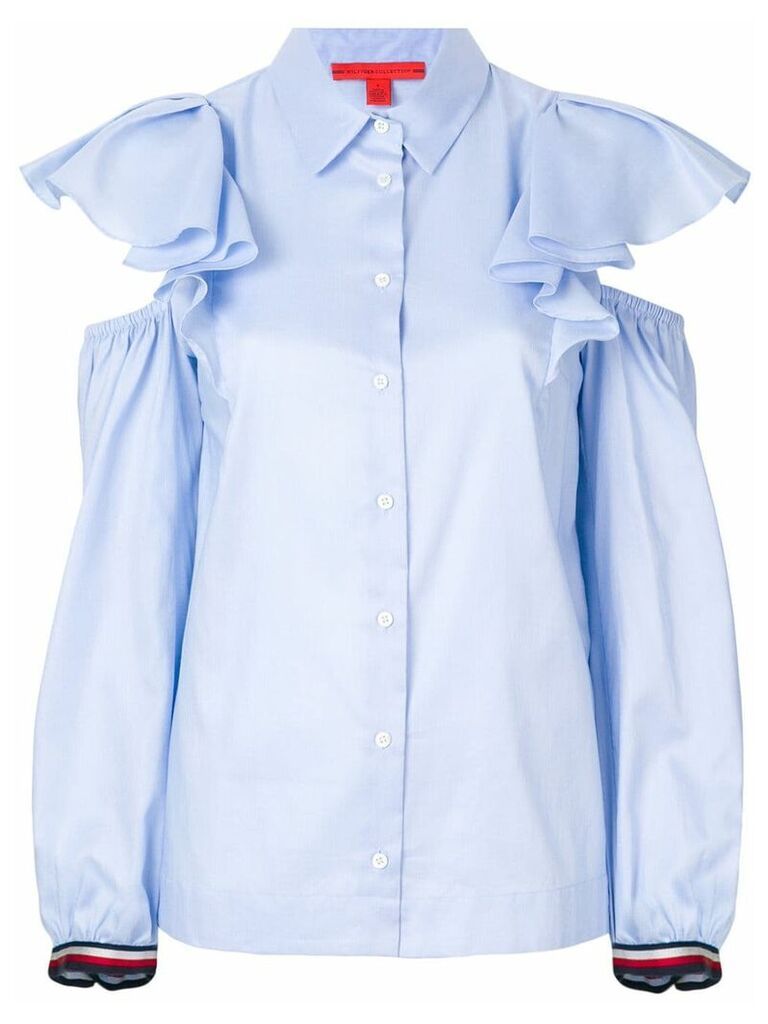 Tommy Hilfiger ruffled cold shoulder shirt - Blue