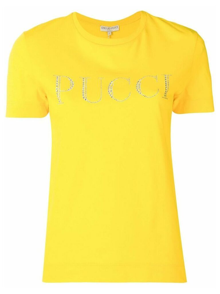 Emilio Pucci Crystal Embellished Logo T-shirt - Yellow