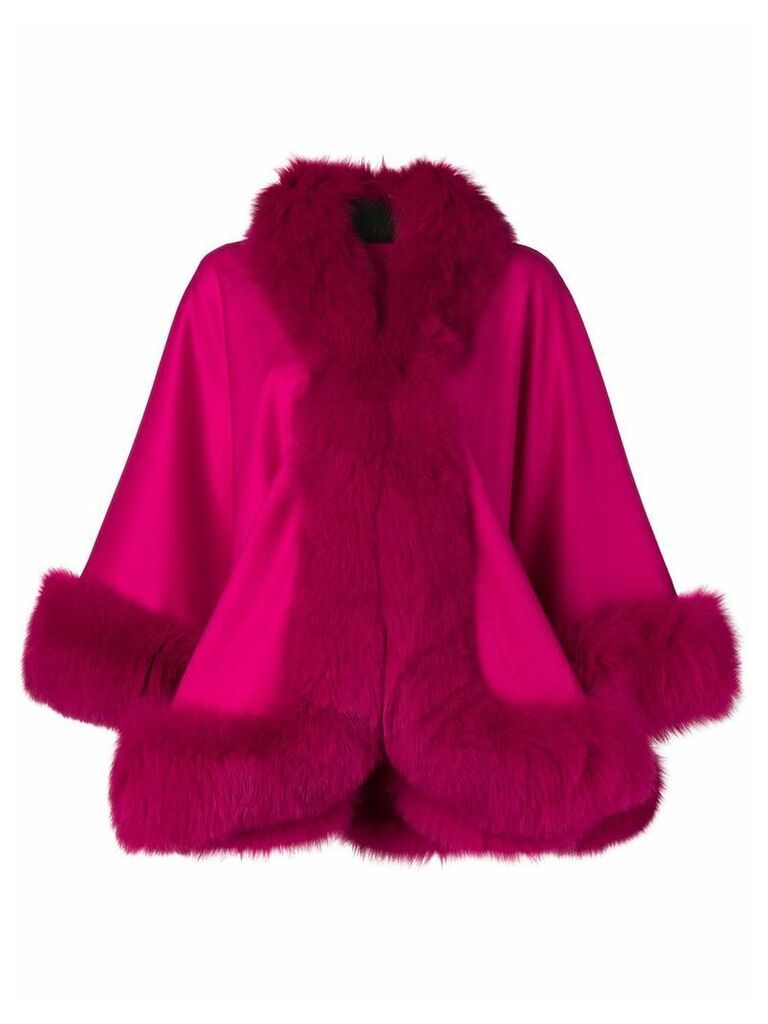Liska fur-trimmed cape - PINK