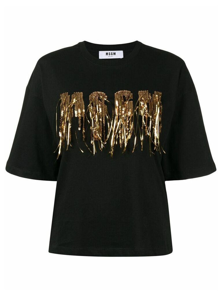 MSGM logo embellished T-shirt - Black