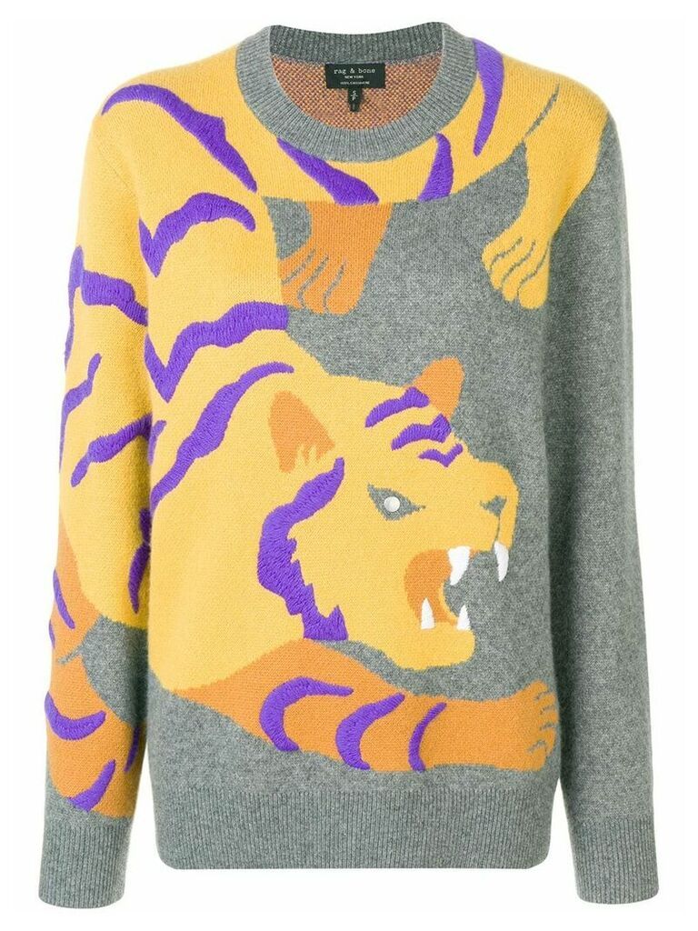 Rag & Bone cashmere intarsia tiger sweater - Grey