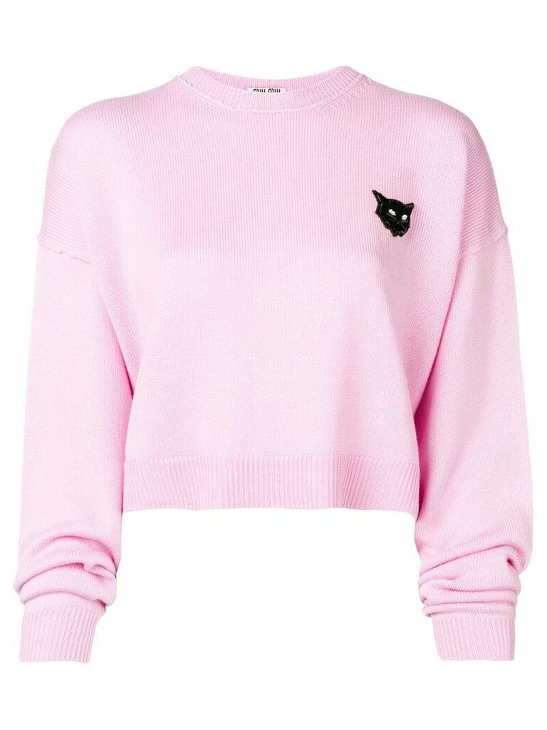 Miu Miu cropped cat sweater - PINK
