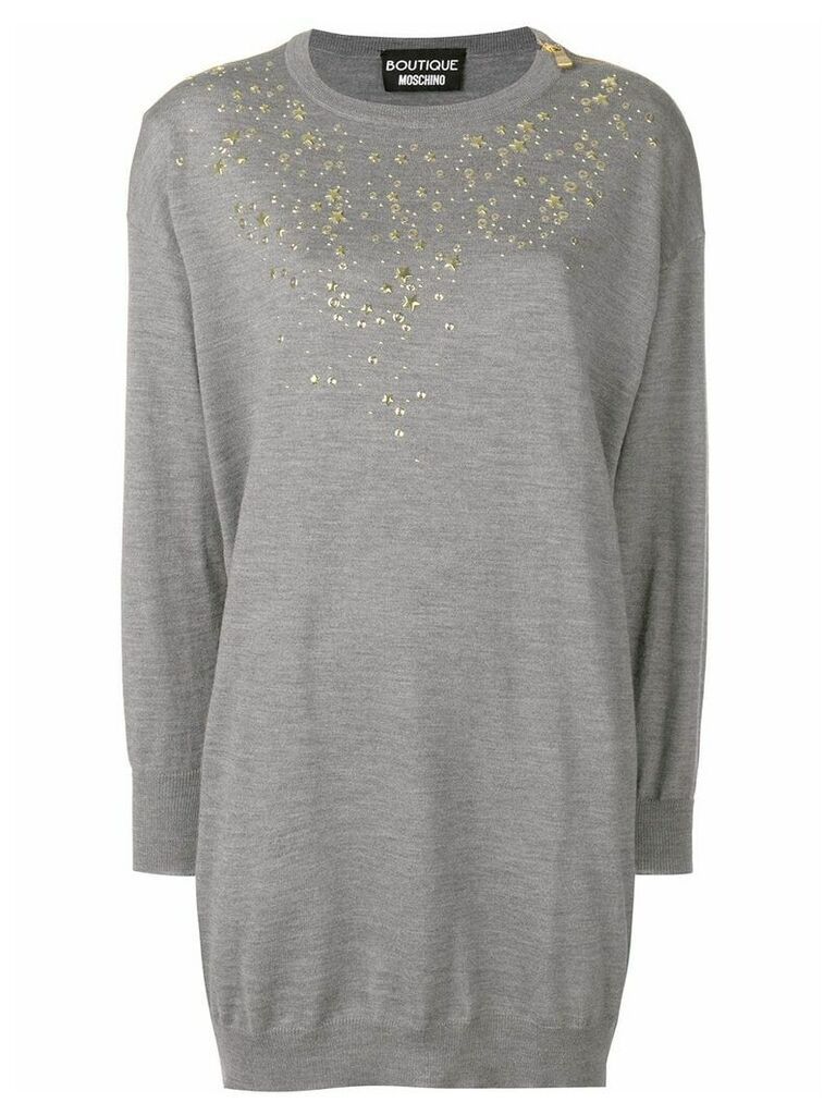 Boutique Moschino embellished sweater dress - Grey
