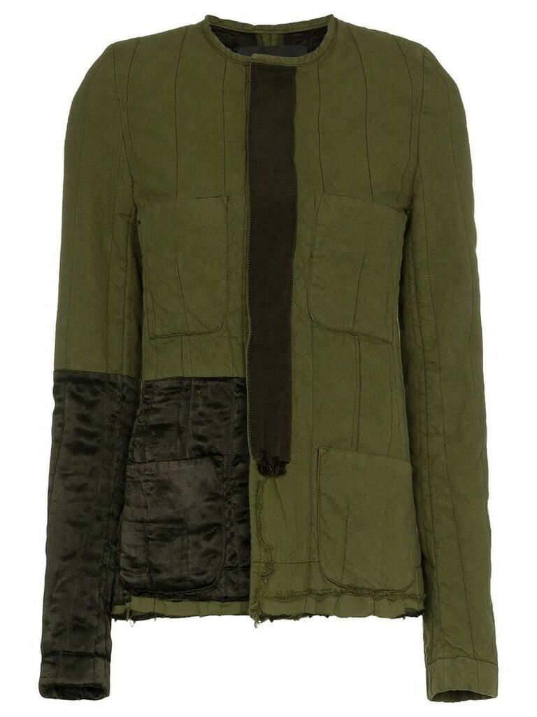 Haider Ackermann Collarless Jacket with Patch Details - Green