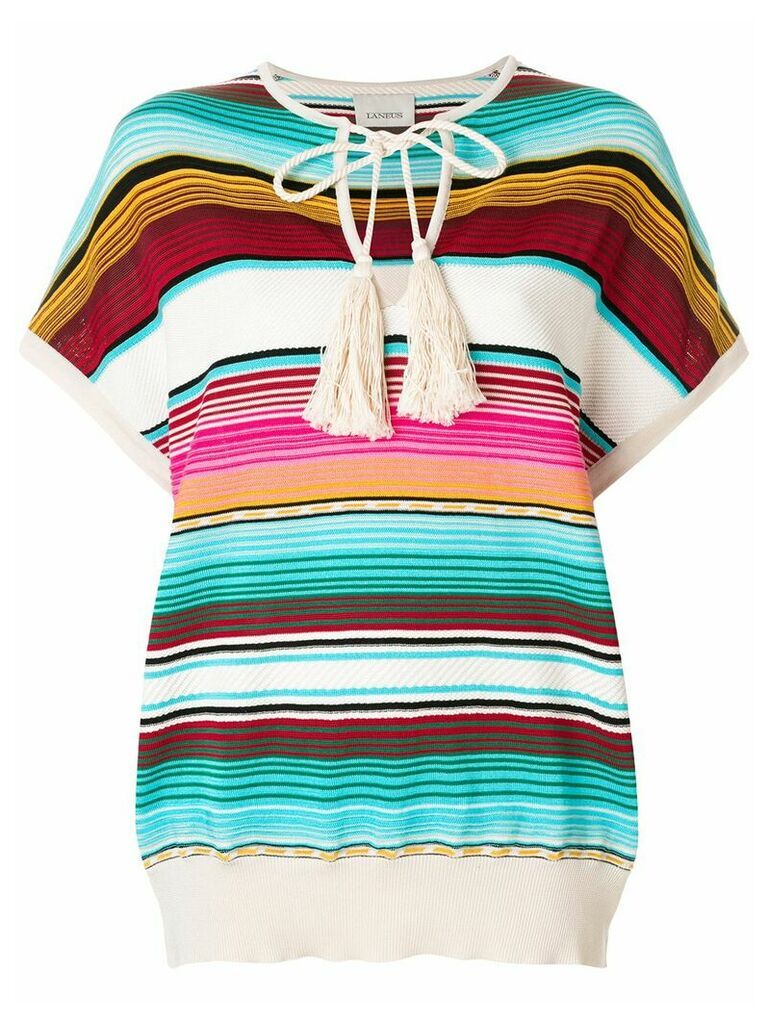 Laneus shortsleeved striped knitted top - Multicolour
