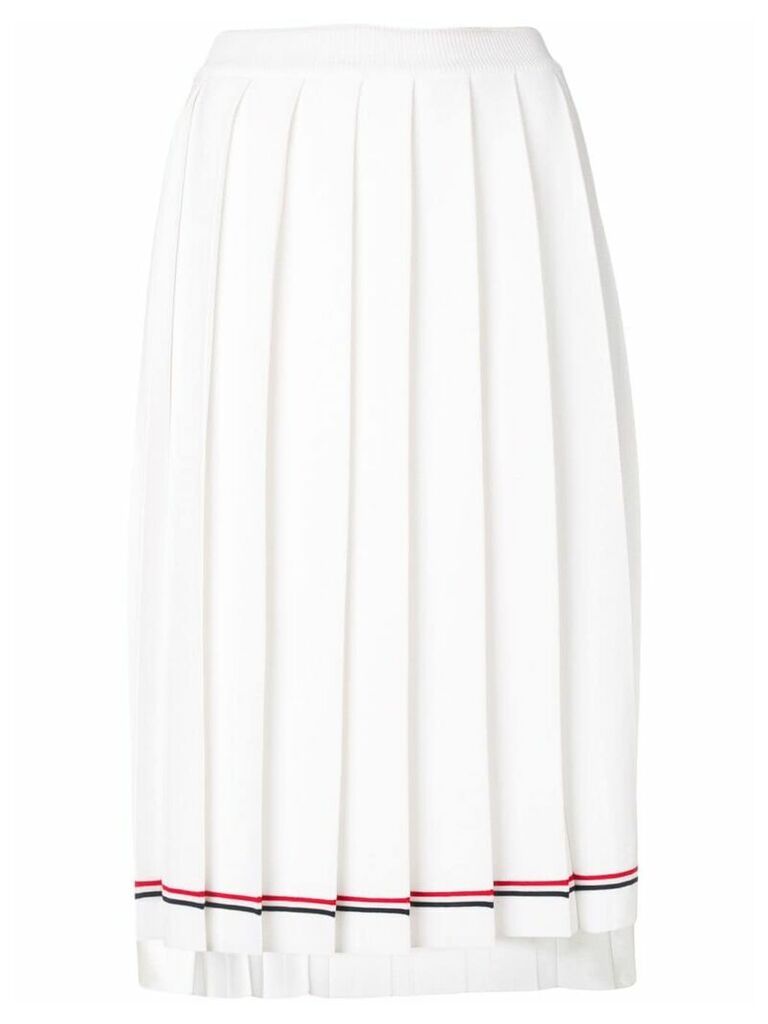 Thom Browne Tipping Stripe Long Pleated Skirt - White