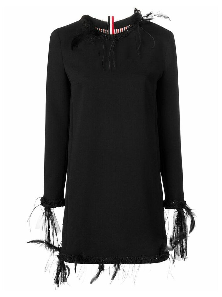 Thom Browne Raw Edge Appliqué Mini Cardigan Dress - Black