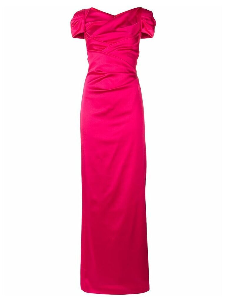 Talbot Runhof ruched puff sleeved gown - Pink