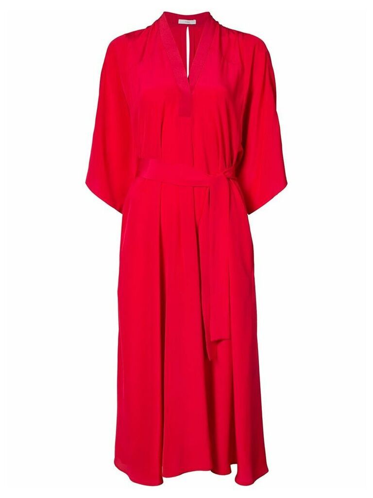 Tome V-neck belted dress - Red