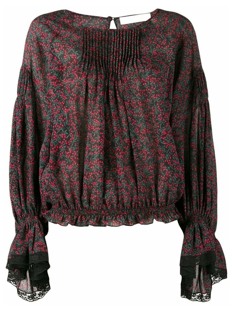 Chloé printed lace-trim blouse - Red