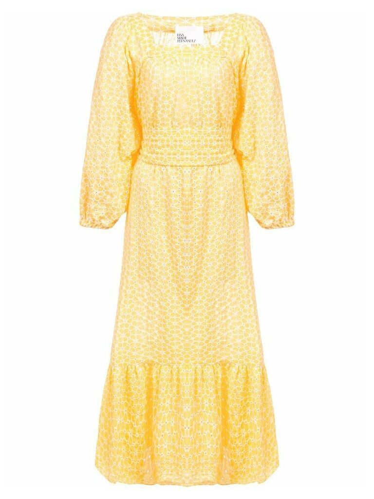 Lisa Marie Fernandez long square neck printed dress - Yellow