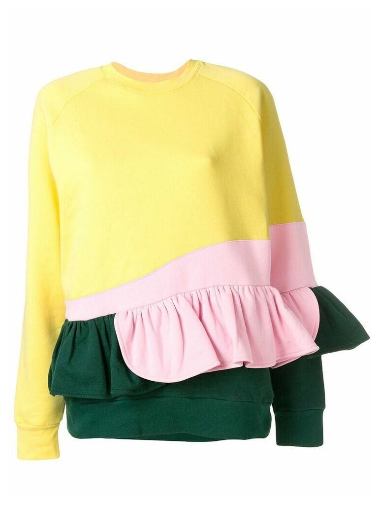 Ioana Ciolacu frilled colour block sweatshirt - Yellow