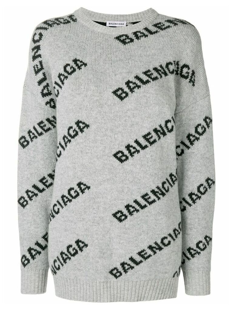 Balenciaga Jacquard Logo crew neck sweater - Grey