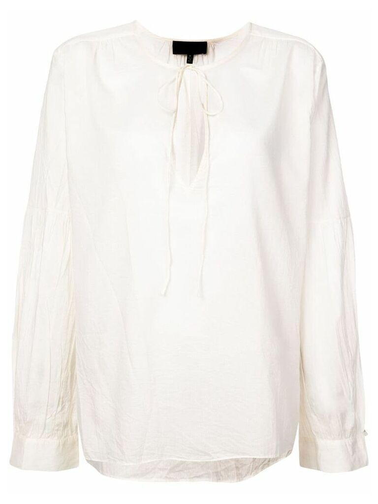 Nili Lotan tie neck flared blouse - White
