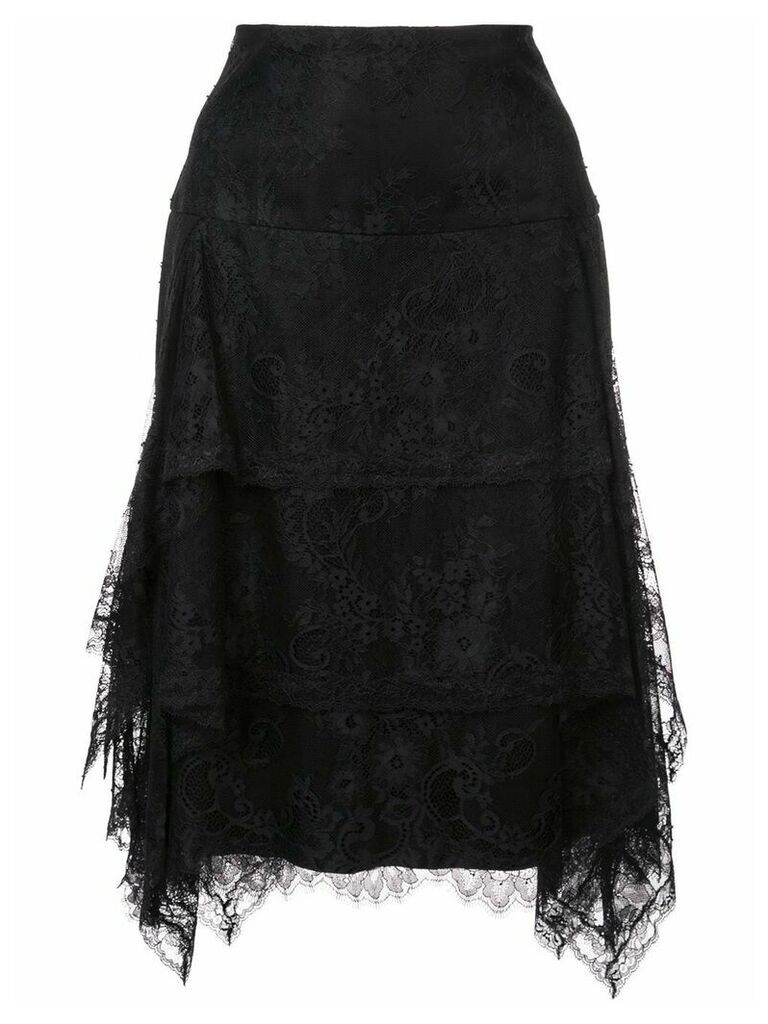 Josie Natori lace ruffle skirt - Black