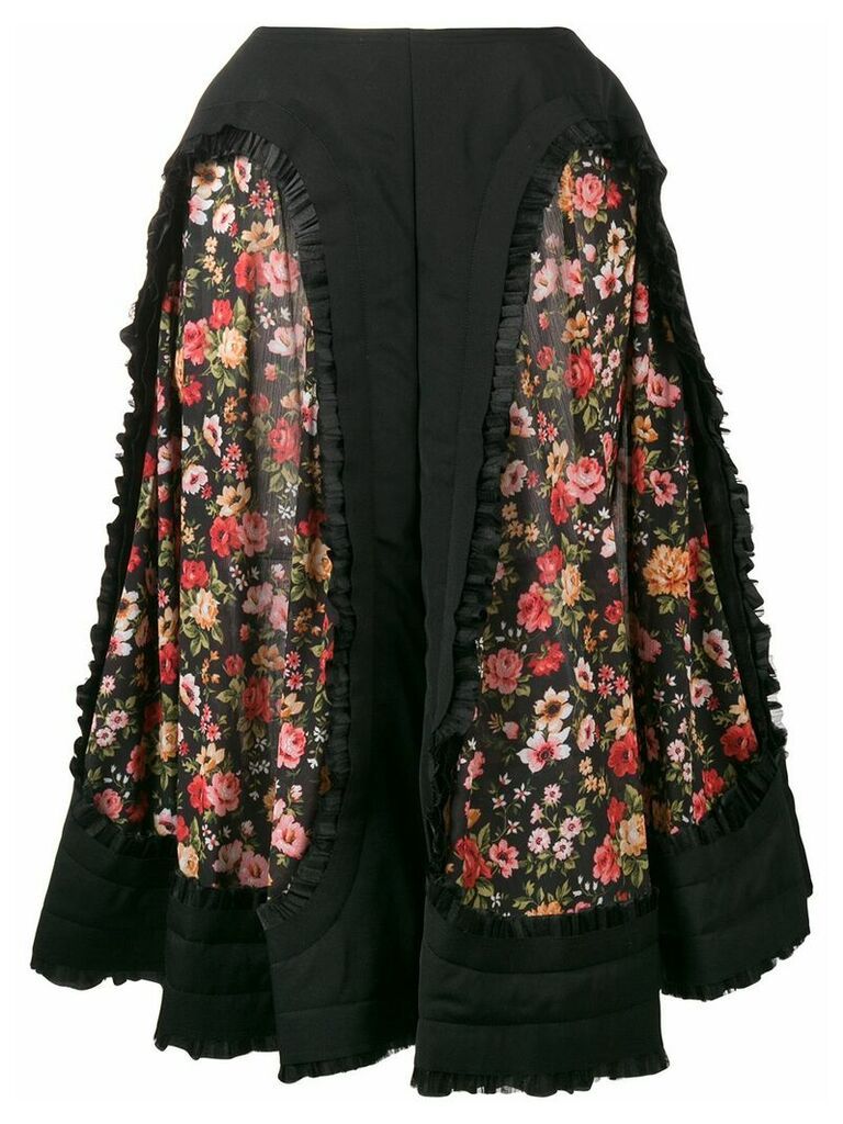 Comme Des Garçons floral panelled midi skirt - Black
