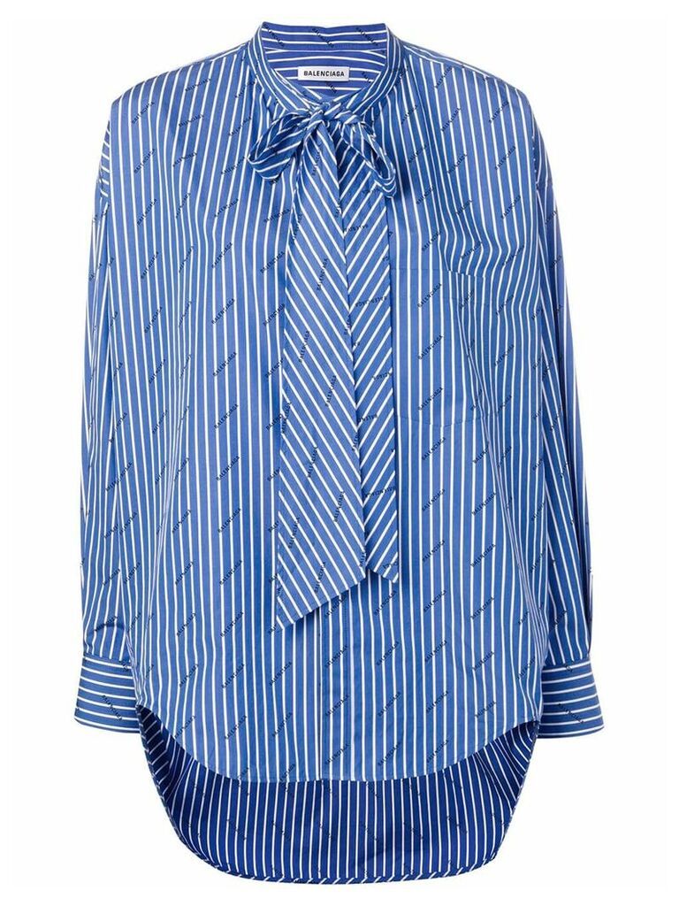 Balenciaga striped logo swing shirt - Blue