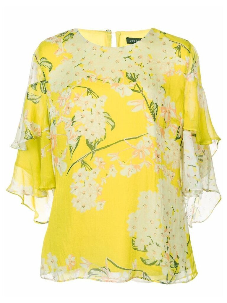 Josie Natori Hokkaido Blossom tiered blouse - Yellow