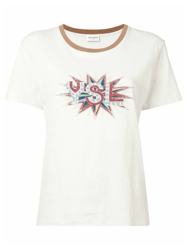Saint Laurent logo T-shirt - Neutrals