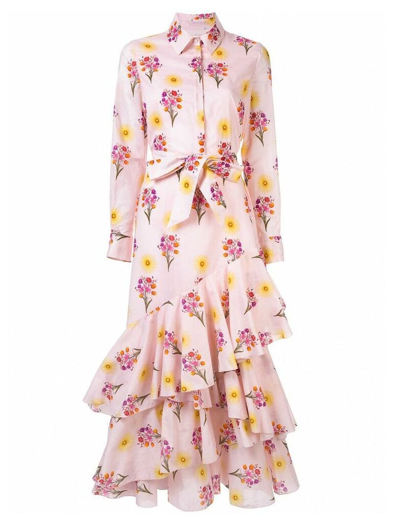 Borgo De Nor floral print ruffled shirt dress - PINK