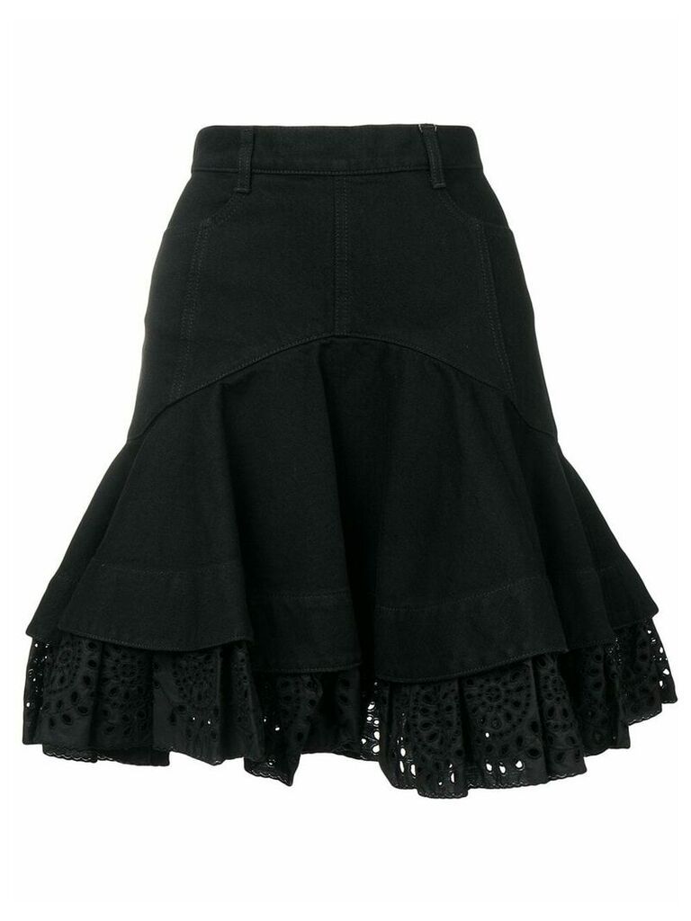 Alexander McQueen flared denim-style skirt - Black