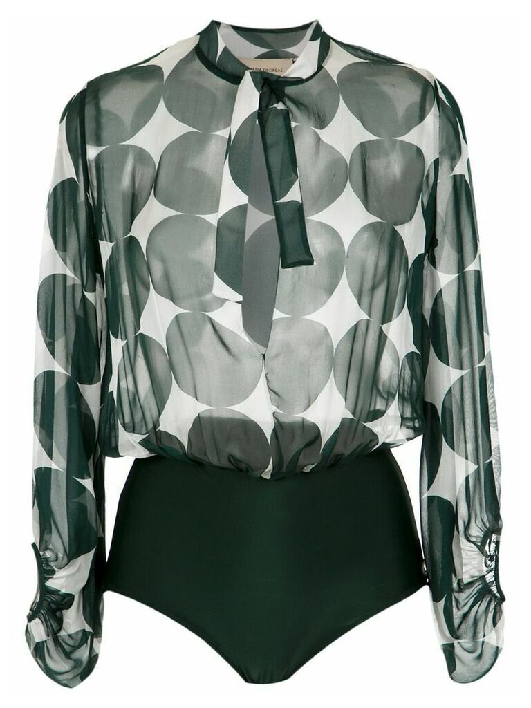 Adriana Degreas printed silk bodysuit - Green