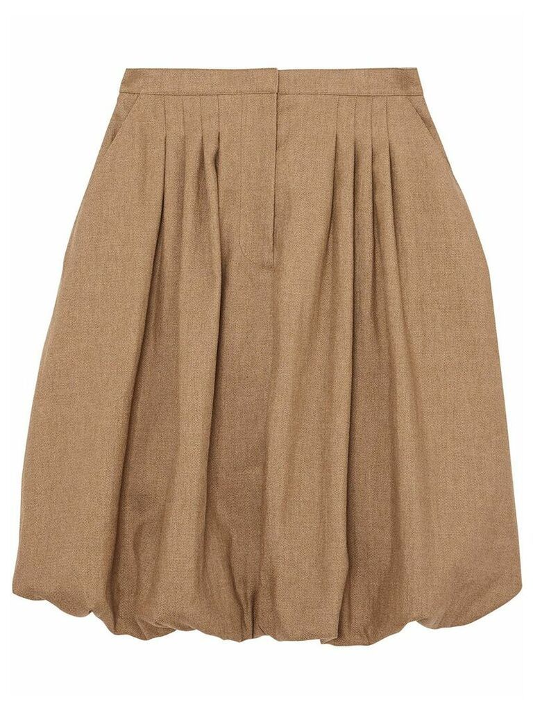 Burberry Linen Blend Bubble Hem Skirt - Brown