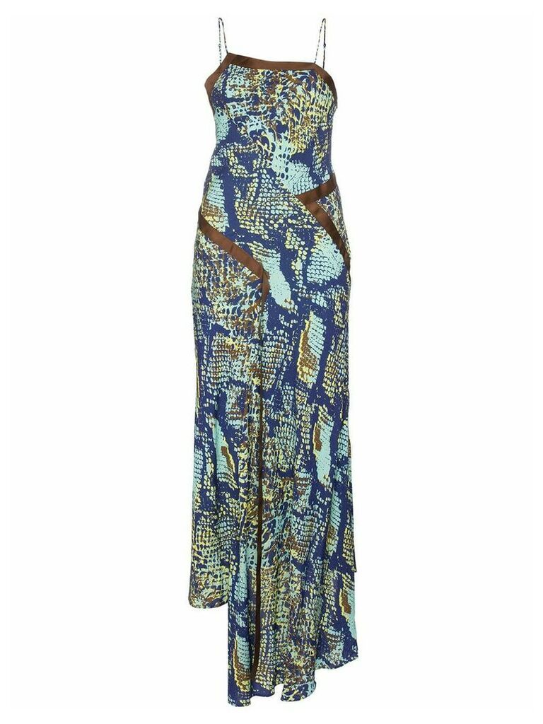 House of Holland snake-print contrast-trim dress - Blue