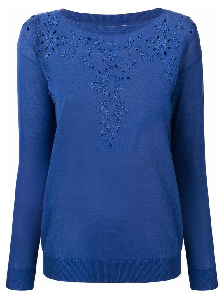 Ermanno Scervino embroidered knit sweater - Blue