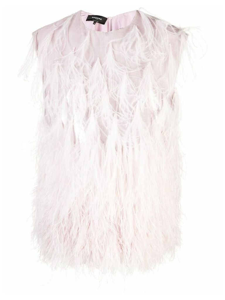 Rochas feather fringe top - PINK