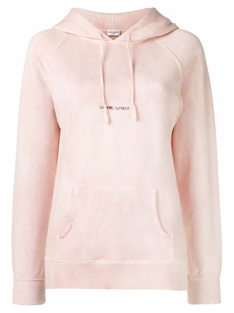 Saint Laurent logo print hoodie - Pink