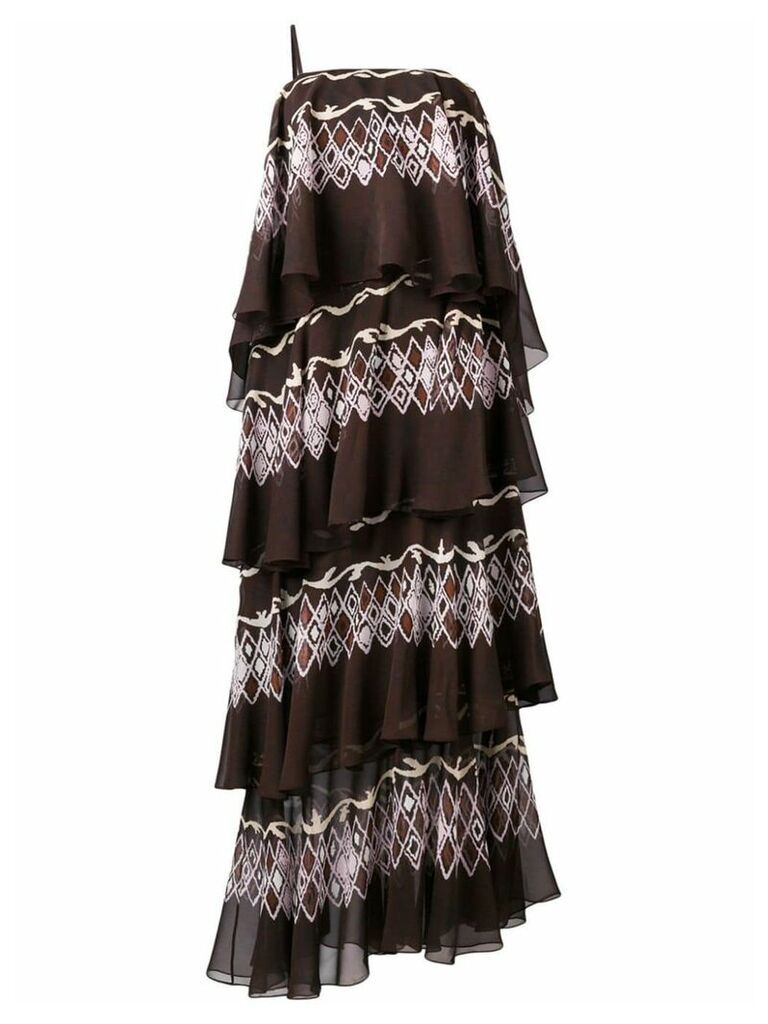 Fendi layered printed maxi dress - Brown