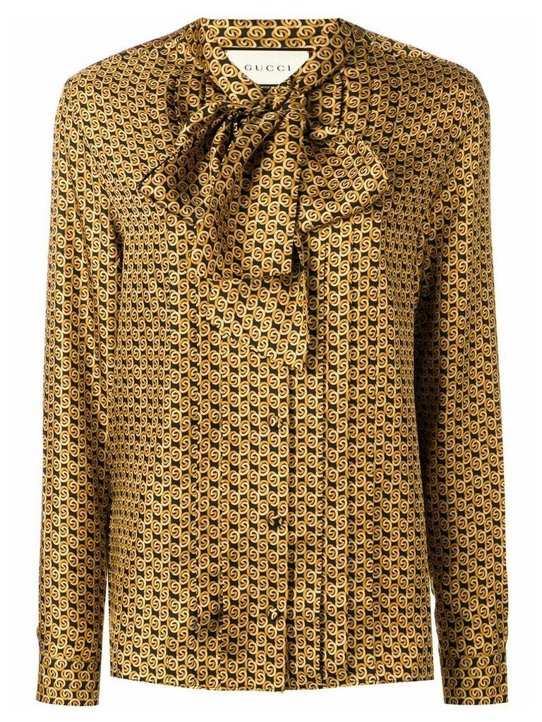 Gucci printed silk twill blouse - Yellow