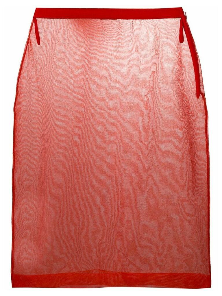Miu Miu sheer mesh pencil skirt - Red