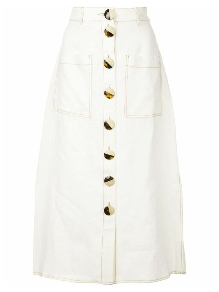 Nicholas front button skirt - White