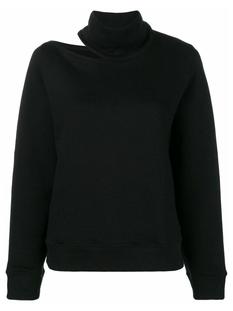 Zilver High Neck Open Shoulder Sweatshirt in Organic Cotton - Black
