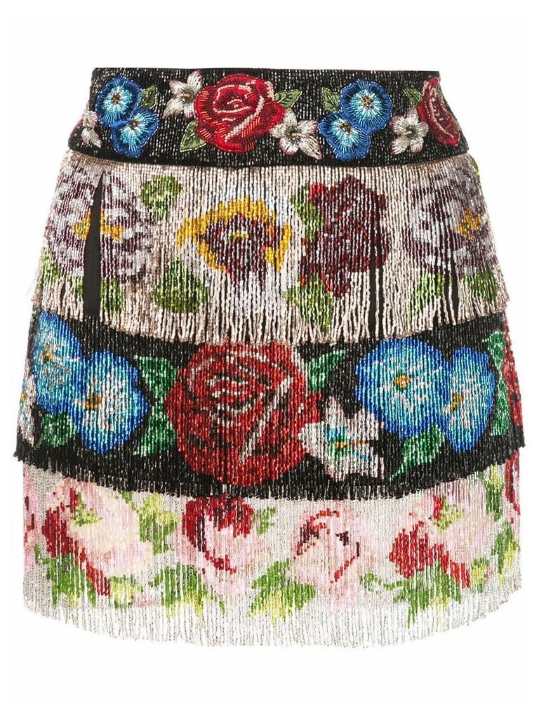 Dolce & Gabbana beaded fringe floral skirt - Multicolour