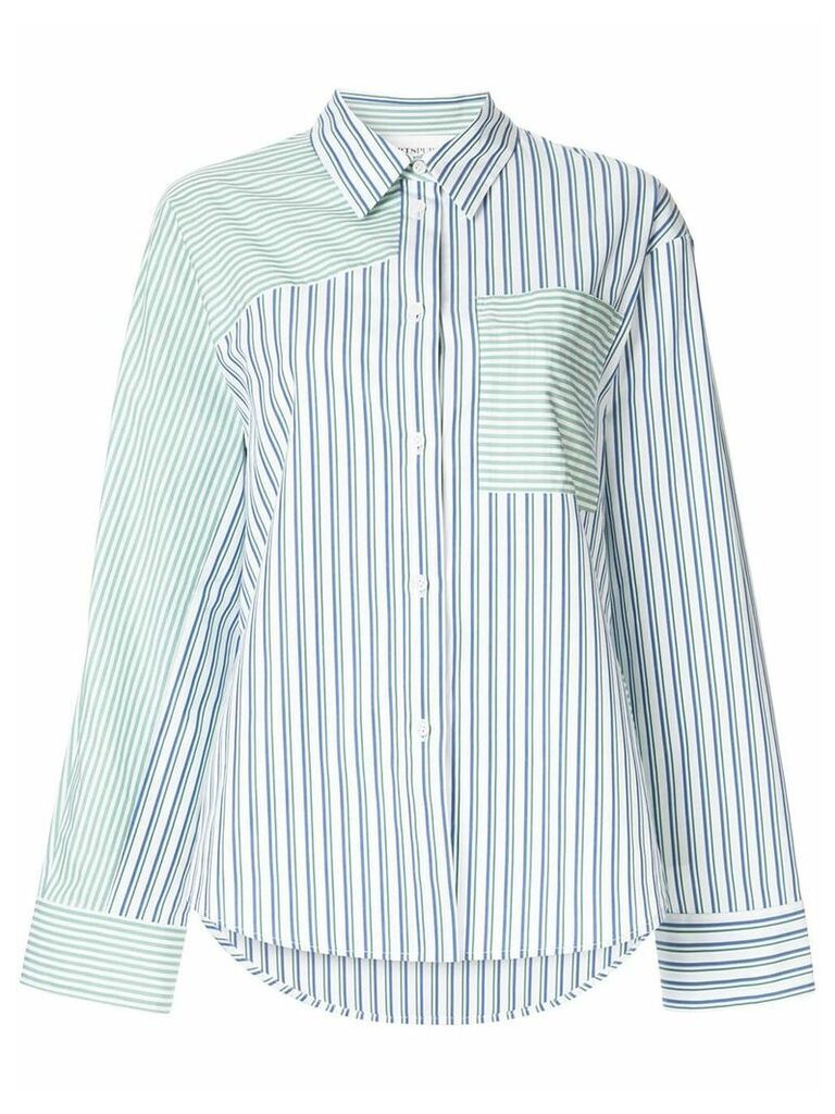 PortsPURE striped print panelled shirt - White