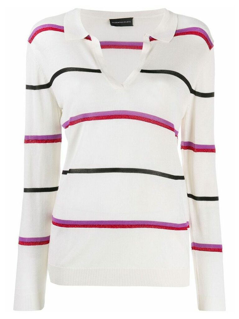 Cashmere In Love striped polo shirt - NEUTRALS