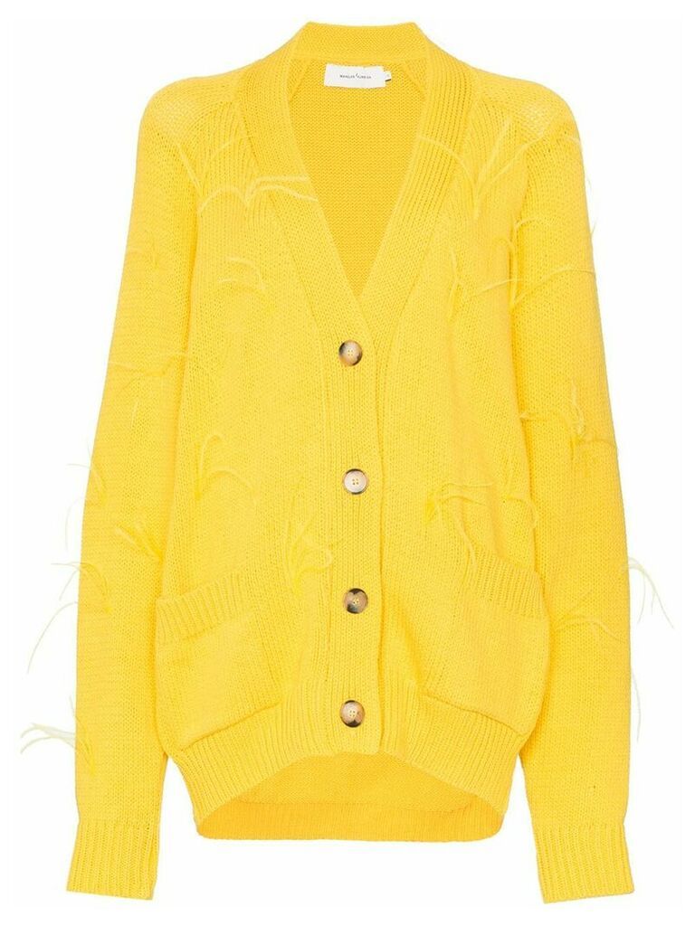 Marques'Almeida feather detail knitted cardigan - Yellow